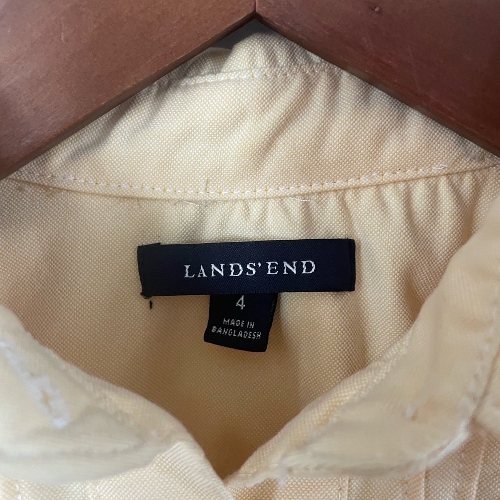 Lands End Women’s Yellow Pleated Shirt Size 4 - Picture 2 of 3